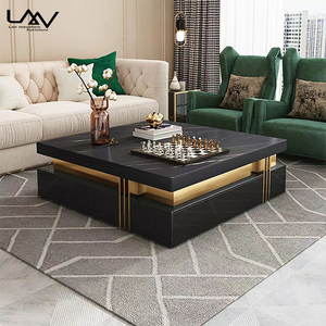 Mesa de centro rectangular blanca de lujo para sala de estar, mesa de centro nórdica para apartamento de Hotel con cajón y soporte de <span class=keywords><strong>TV</strong></span>, juego de muebles - Product Image 3