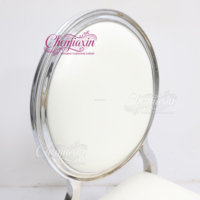 Venta al por mayor de fábrica: Juego de muebles de hotel duradero con electrochapado, sillas de banquete de boda estilo Luis Boucle plateadas, para eventos hospitalarios.