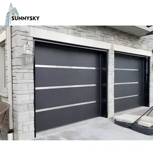 모터가있는 Sunnysky 차고 문 좋은 가격 아연 도금 강철 자동 산업 절연 단면 알루미늄 유리 현대