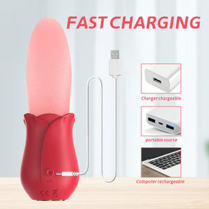 Vibromasseurs réalistes en forme de rose avec fonction de léchage de langue pour le <span class=keywords><strong>plaisir</strong></span> féminin, dispositif d'intimité pour femmes, jouets sexuels de léchage de langue pour femme - Product Image 4