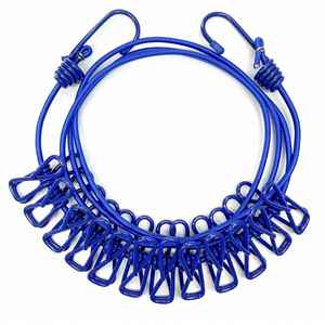 Corde à linge rétractable portable pour le camping en intérieur et en extérieur, résistante au vent, avec 12 pinces à linge - Product Image 3