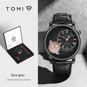 Coffret Montre d'Affaires TOMI pour <span class=keywords><strong>Homme</strong></span>, Cadran <span class=keywords><strong>à</strong></span> Bracelet en <span class=keywords><strong>Cuir</strong></span>, Boîtier en Alliage 42mm, Verre Minéral, Mouvement Hangzhou, Largeur du Bracelet 22mm, Aiguilles - Product Image 2
