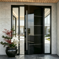 Porte d'entrée moderne personnalisable en aluminium forgé et en acier polymère pour maison villa porte d'entrée pivotante de sécurité antivol pour