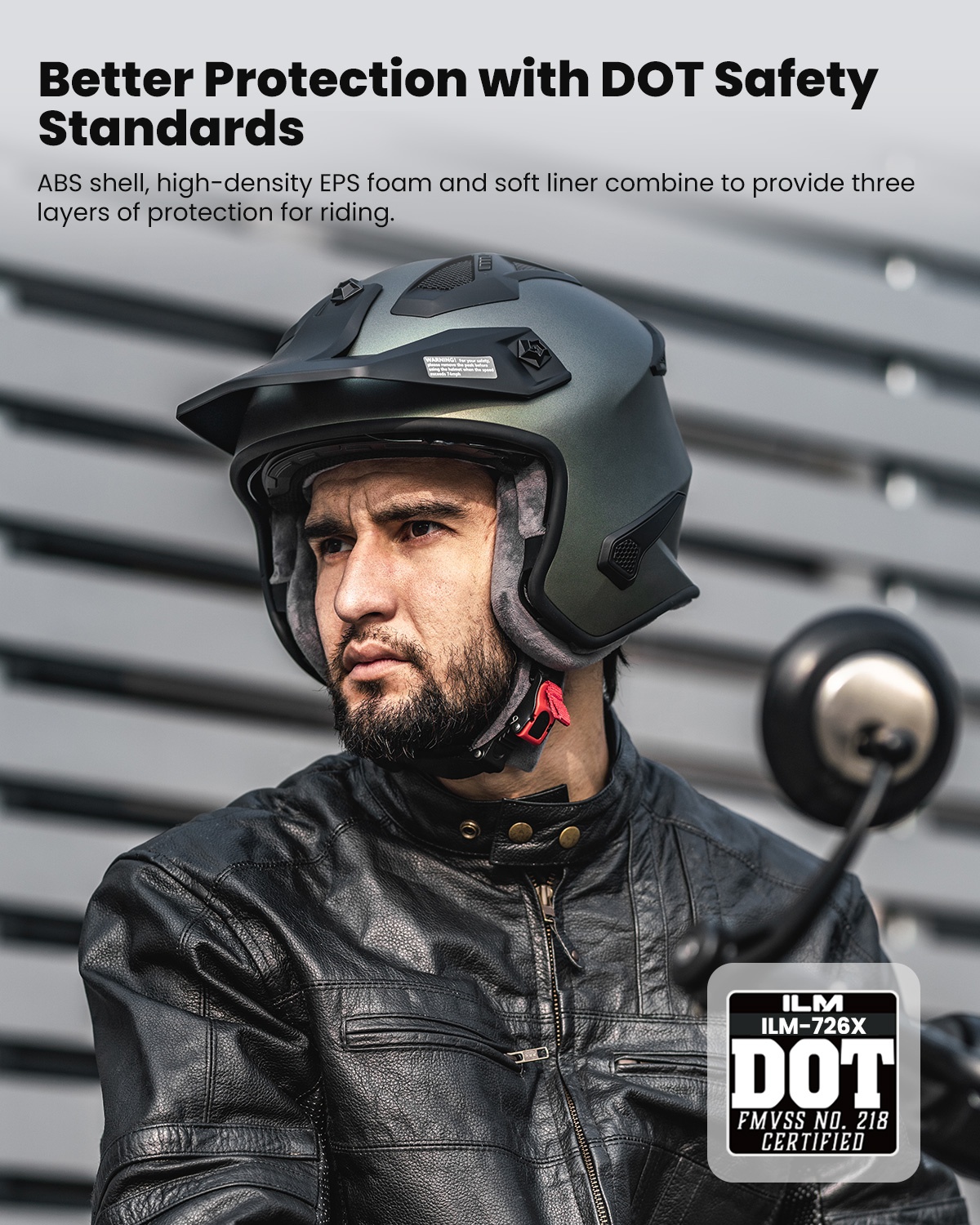 ILMオープンフェイスオートバイ3/4ハーフヘルメットDOTモデル