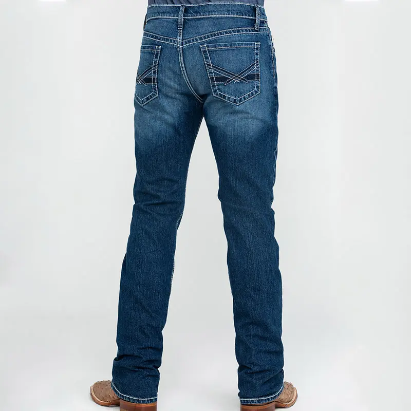 Custom Pockets Design Export Quality Men Medium Stone Wash Slim Boot Jeans