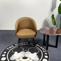 Fauteuil d'appoint moderne 8088 rembourré en cuir PU avec pieds en métal, fauteuil individuel confortable pour salle à manger et salon