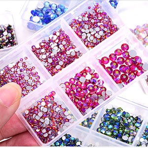 Oleeya Factory Bulk Wholesale Price 1200pcs Mixed 6 Sizes Crystal AB Rhinestones Glass Non Hotfix Nail Rhinestones - Product Image 3