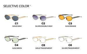 2025 European American Stylish Catwalk High-End Sunglasses Oval Small <b>Frame</b> Metal Sunglasses UV400 Lenses New Fashionable - Product Image 4