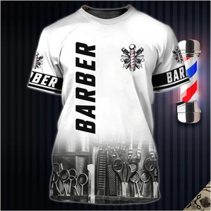 T-shirt pour homme imprimé en 3D Barber, manches courtes, haut tendance noir, respirant, résistant aux plis, résistant à l'usure, style jeune - Product Image 2