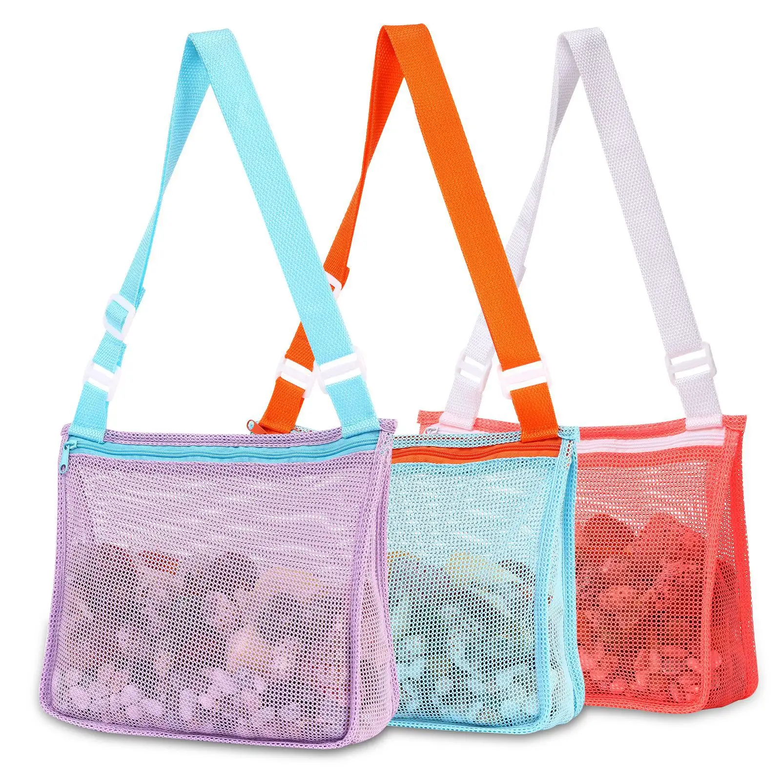 Custom logo Mesh Bag Beach Shell Collection Bag Sand Toy Storage Mesh Bag for Boys Girls Swimming Accessories Children Gift