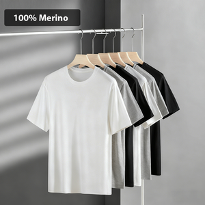 T-shirt Sportiva Personalizzata in <span class=keywords><strong>Lana</strong></span> Merino, Anti-Odore, Asciugatura Rapida, Prestazioni <span class=keywords><strong>di</strong></span> Lusso per Sport all'Aperto da <span class=keywords><strong>Uomo</strong></span> - Product Image 3