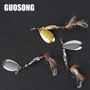 10 señuelos giratorios para lubina, <span class=keywords><strong>trucha</strong></span>, lucio, salmón rojo, señuelos de pesca con hoja giratoria de latón para agua dulce y salada - Product Image 4