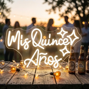 Letrero <span class=keywords><strong>de</strong></span> Neón 'Mis Quince Años', Luz LED Decorativa <span class=keywords><strong>de</strong></span> Pared para Quinceañera, Letreros <span class=keywords><strong>de</strong></span> Neón Personalizados - Product Image 5