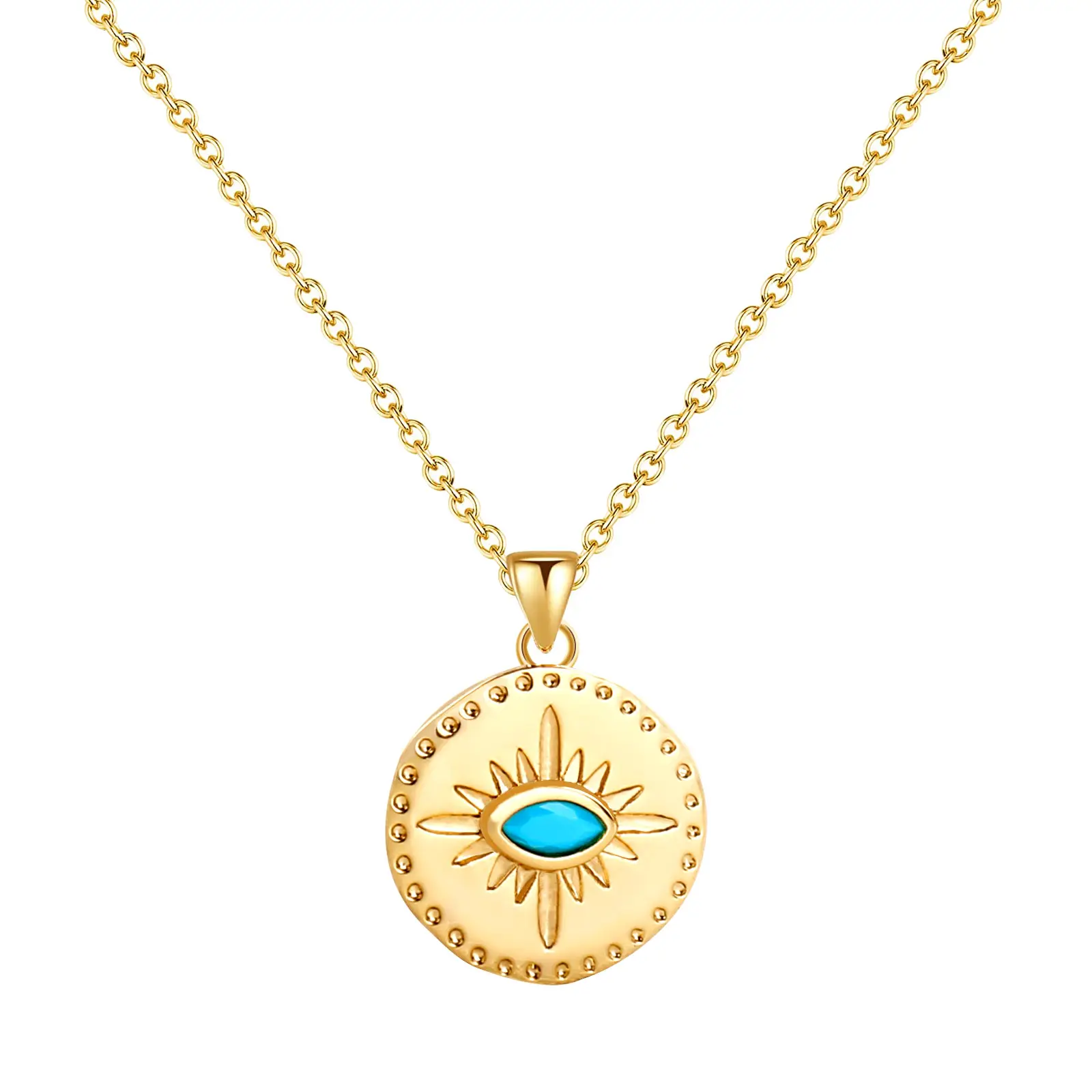 Gold Plated Accessories Palm Necklace Cubic Zircon Statement Evil Devil Eye Pendant Necklace for Women