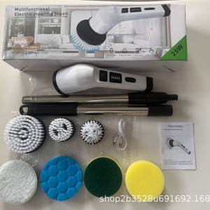 เครื่องขัดพื้นไฟฟ้าไร้สาย 9 in 1 พร้อมด้ามจับยืดหดได้ 25 วัตต์ ชุดแปรงทำความสะอาดห้องน้ำและห้องครัวแบบชาร์จไฟได้ - Product Image 2