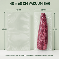 Daging Sapi Tenderloin Utuh 40x60cm Kantong Vakum Makanan Kekuatan Segel Tinggi Pemrosesan Daging Basah Penuaan Basah Ketebalan Sesuai Pesanan Pasokan Pabrik
