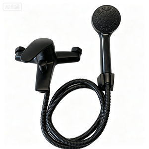 Robinet <span class=keywords><strong>de</strong></span> <span class=keywords><strong>douche</strong></span> mural classique en laiton et céramique, design noir mat, avec poignée unique et <span class=keywords><strong>curseur</strong></span>, ensemble <span class=keywords><strong>de</strong></span> mélangeur trois fonctions - Product Image 6