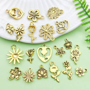 Pendentif Fleur en Alliage Doré Antique pour la Fabrication de Bijoux DIY, Composants Breloques pour Boucles d'Oreilles et Colliers, Plaqué Alliage de Zinc, Tournesol Rose - Product Image 4