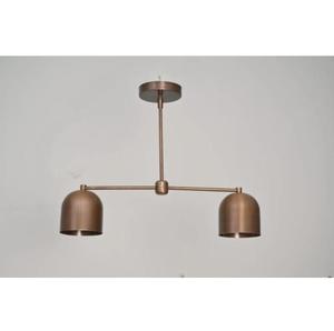 Lustre en laiton artisanal à 2 lumières, style moderne du milieu du siècle, pour la maison ou le bureau, avec éclairage LED à intensité variable et garantie de 2 ans - Product Image 1