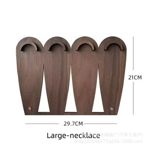 Walnut Jewelry Display Rack Four-Piece Fish Pattern <b>Necklace</b> Bracelet Storage Solid Wood Double Layer Wall Mount - Product Image 5