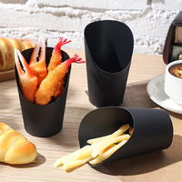 Cônes alimentaires jetables en papier gaufré noir, boîtes à Popcorn porte-frites en papier tasses de confiserie à emporter tasses à frites