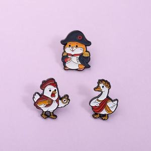 Épingles en alliage de zinc mignonnes à l'effigie d'animaux - Modèles de oie romaine, poulet, Napoléon, <span class=keywords><strong>hamster</strong></span> - Vente en gros - Product Image 1