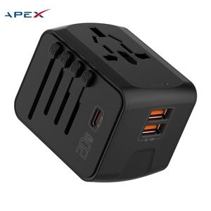 <span class=keywords><strong>Adaptador</strong></span> de Viaje Apex de 20W con Carga Rápida Tipo-C, QC3.0, 2 Puertos <span class=keywords><strong>USB</strong></span>, Enchufe Múltiple (EU/UK/AU), Diseño Ignífugo, Certificado CE - Product Image 1