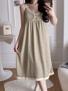 Vestido de dormir de noche <span class=keywords><strong>Sexy</strong></span> de verano para mujer, pijama de tirantes finos con almohadilla de encaje en el pecho, ropa de dormir de servicio doméstico dulce y encantador - Product Image 4