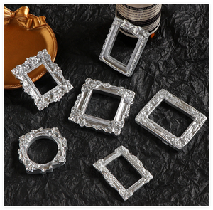 Cadre <span class=keywords><strong>photo</strong></span> en résine plat, style vintage européen, argent antique, formes cœur, carré, ovale, rectangle, mini, pour cadeaux de fête DIY et décoration de maison de poupée - Product Image 4