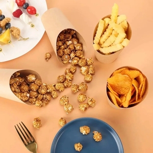 100pcs French Fries Kraft Paper Cups Disposal Take-Out Party Dessert Supplies Baking Cakes Egg Puff Chips Sandwich Hamburger