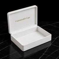 Boîte cadeau rigide blanche personnalisée pour bijoux, avec insert en mousse découpé en forme de cœur, emballage en carton pour colliers de couple