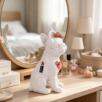 Figurine en résine Redeco Fashion Bulldog Chien Français, Figurine de Noël, Lunettes de soleil, Parfum, Rouge à lèvres, Sac à main, Décoration d'intérieur