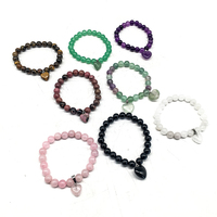 Bracelets en cristal naturel en gros, améthyste de 8 mm, avec des perles de cristal en forme de cœur, bracelet en matériaux mixtes pour femme, cadeau