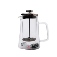 Vente en gros 350ml 650ml 1000ml Cafetière à pression française en verre borosilicaté à double paroi
