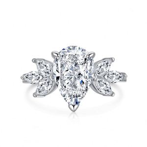 Dylam <b>Top</b> End Fine Jewelry 925 Sterling <b>Silver</b> Rhodium Plated Diamond <b>Sparkling</b> 8A Zirconia Wedding Engagement Ring - Product Image 1