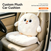 Coussin de siège de voiture et support lombaire en peluche de poussin blanc Kawaii personnalisé de qualité supérieure, ensemble doux pour intérieur de voiture, marque privée, cadeau, vente au détail