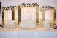 Articles de Mariage 3 Pièces Arche de Mariage Dorée Cadre en Acier Inoxydable Toile de Fond Décoration de Scène de Fête