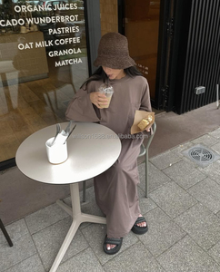 Abito T-shirt <span class=keywords><strong>Oversize</strong></span> di Alta Qualità Willson, Abito Modesto di Dubai, Colore Unito, Abaya Larga, <span class=keywords><strong>Abbigliamento</strong></span> Islamico per Donne Musulmane - Product Image 4