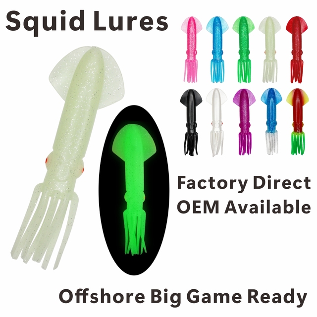 Wholesale Quality PVC Fishing Lure Cheap Soft Plastic Squid Trolling Tackle for Sea Fishing Lures