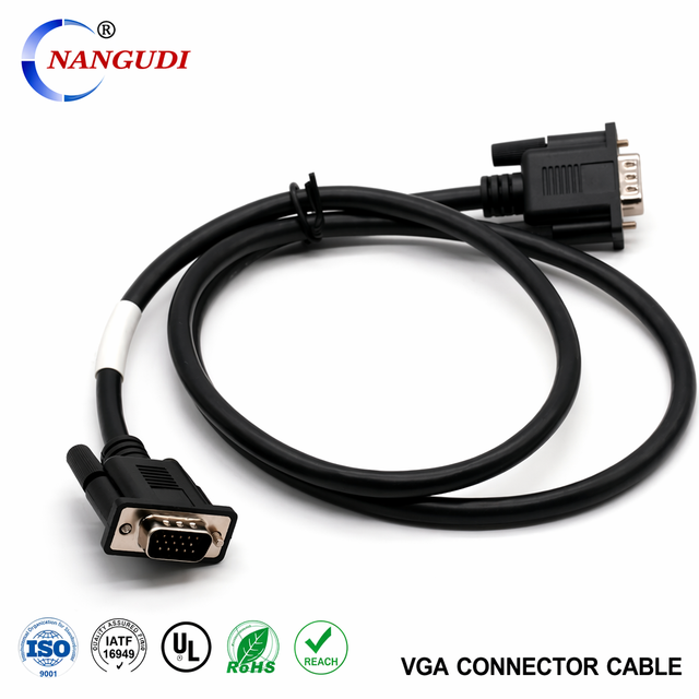 High Quality 15 Pin VGA Cable D-SUB Male to Male Monitor Connection Wire with Tinned Copper for Industrial PC Computer