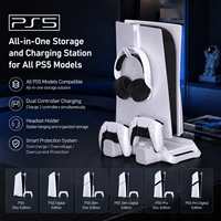 Support de refroidissement RGB pour console PS5 Pro Slim, station de charge double pour manettes avec support pour casque, support pour jeux et disques, ventilateur silencieux