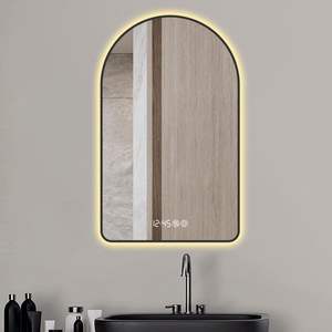 DB 28 "x 40" miroir LED arqué pour salle de bain temps température affichage rétro-éclairage Anti-buée Dimmable avec trois couleurs pour cosmétiques - Product Image 2
