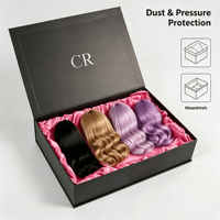 Boîte d'emballage en carton rigide magnétique écologique personnalisée, boîte cadeau haut de gamme pour le rangement de plusieurs extensions de cheveux