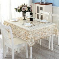 Housse de table rectangulaire 54x72 pouces en PVC imperméable et antidérapante, motif floral bronzé, style européen, pour salle à manger et banquet