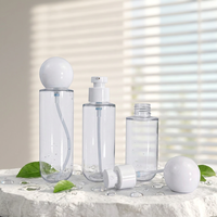 Flacon pulvérisateur fixateur de maquillage 100/150 ml transparent à épaule plate et fond rond, en PET à paroi épaisse, avec pompe pour lotion, tonique et soins de la peau