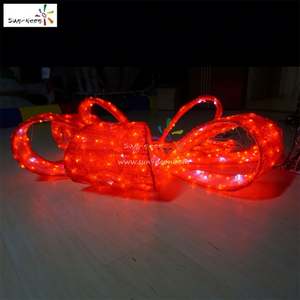 ของตกแต่งคริสต์มาสไฟ3D กลางแจ้งสีแดงโบว์ตกแต่งกลางแจ้งเชิงพาณิชย์ - Product Image 3