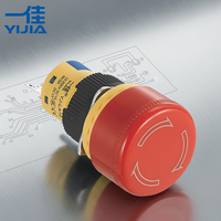 Interrupteur d'arrêt d'urgence YIJIA LA16-D IP67, bouton champignon en plastique rouge de 16 mm, courant 5A, configurations de contacts 1NO1NC et 2NO/2NC