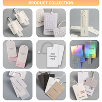 Étiquettes à suspendre beiges personnalisées étiquettes en papier artisanal blanc cassé en relief personnalisées pour élever les marques de vêtements sacs de chaussures