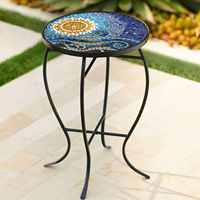 Table interactive d'extérieur en fer noir à mosaïque d'océan de haute qualité, mobilier de style nordique, petit accessoire, pour le thé, pièces