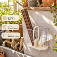 Support de rangement mural en plastique pour vaisselle de cuisine, avec boîte à baguettes et bac de drainage portable, pour la maison